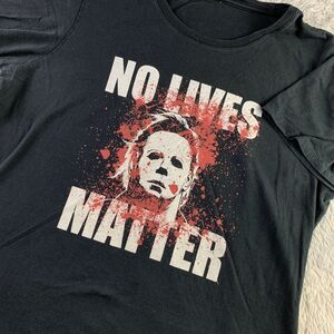 Michael Myers Shirt Womens Large Black White Red No Lives Matter Blood Spatter